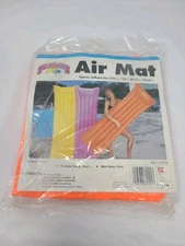 Vtg Splash Club Vinyl Air Mat Pool Lounge Float 27" x 72" Neon Orange New