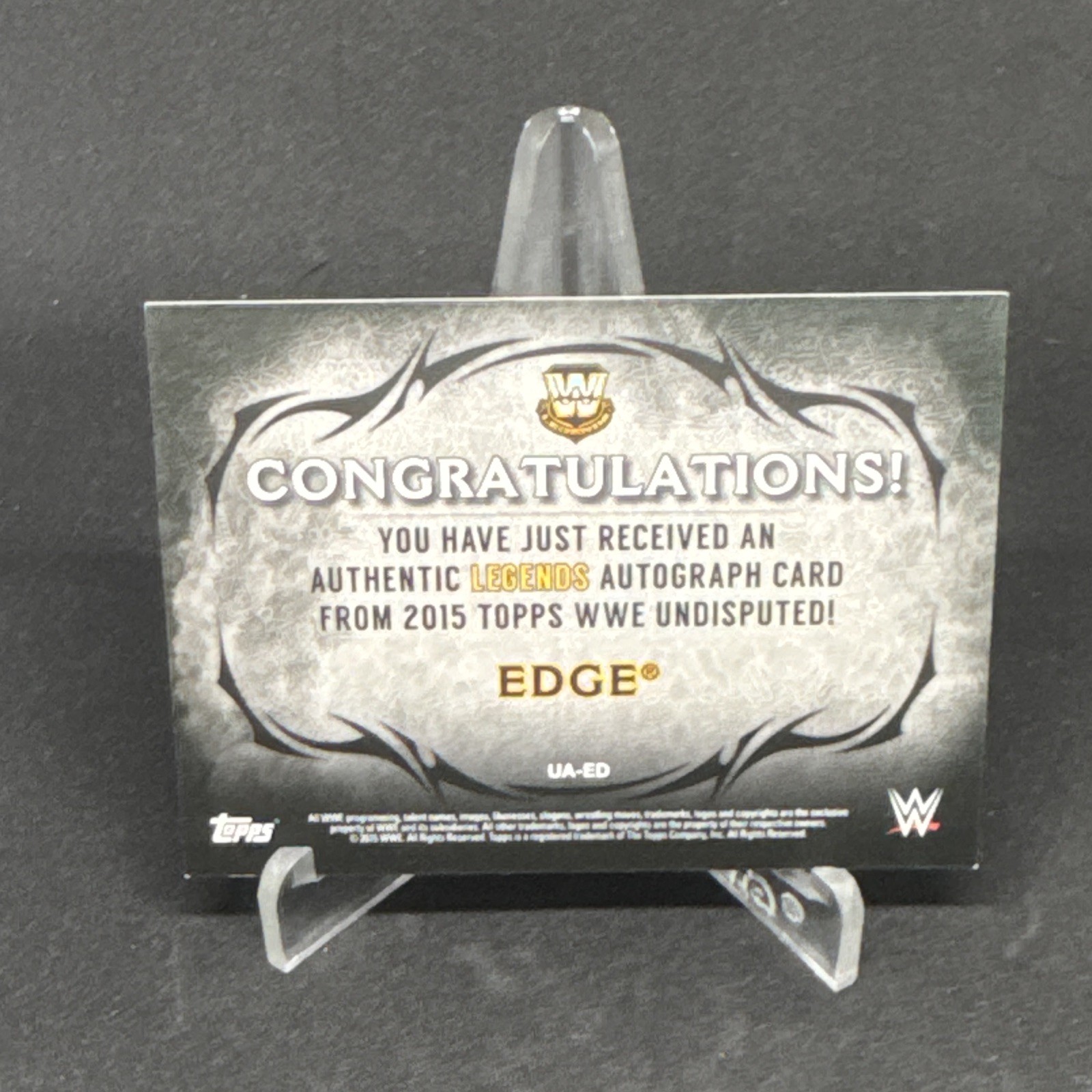 Topps 2015 WWE Undisputed Edge Wrestling Autograph Insert Card #UA-ED view 2