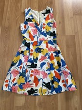 J Crew Dress Womens 2P Multicolor Floral Linen Blend V Neck Fit Flare Mini