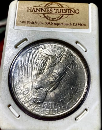 Hannes Tulving Slab~1923 P BU Peace Silver Dollar~ Old Vintage Holder~
