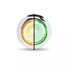 Mini Button Dual Revolution Amber/Green LED w/Reflector/Silicone Locking Ring