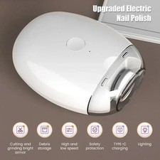 2 IN 1 Electric Nail Clipper Cutter With LED Light Automatic Nail Grinder Trimme