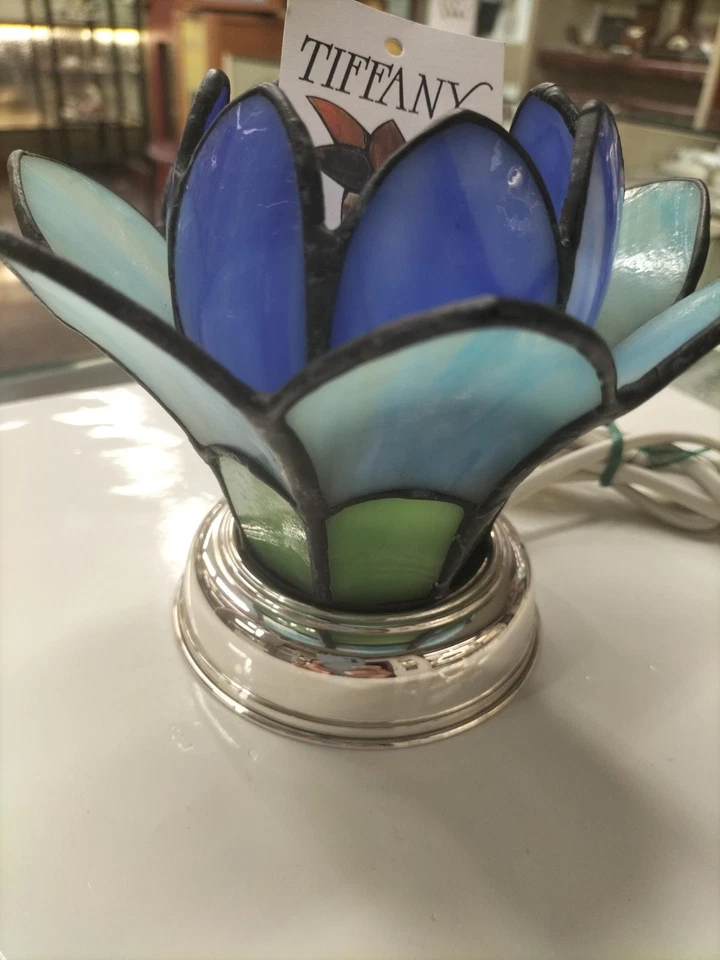 Abajour Comodino Argento Stile Tiffany - Immagine 2 di 4