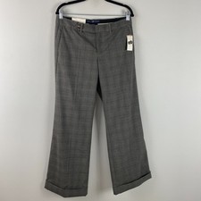 GAP Trouser Wide Leg Pants Size 8 Gray Plaid Mid Rise