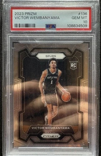 Panini Prizm Victor Wembanyama Rookie Base Set Spurs #136 PSA 10 2023-24