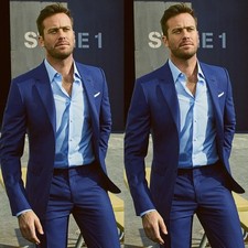 Blue Men's Suits Single Breasted Formal Evening Dinner Party Men Tuxedos