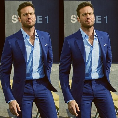 Blue Men's Suits Single Breasted Formal Evening Dinner Party Men Tuxedos