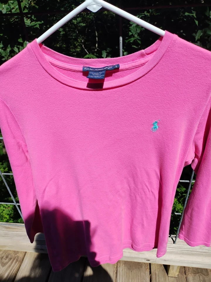 Ralph Lauren 运动粉色 3/4 袖轻便套衫 L 码胸部 36 码 — 第 2/4 张图片