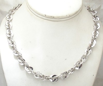 Twisted Multi Circle Chain Necklace Anti-tarnish Real 925 Sterling Silver