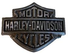Harley Davidson VTG 1996 Heavy Silver Tone Metal Belt Buckle Bar & Shield READ