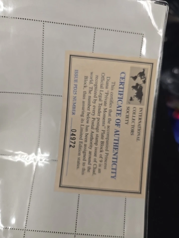 Sello Chad - Princesa Diana Nuevo Desquiciado Incluye Certificado de Autenticidad  Foto 4 de 4