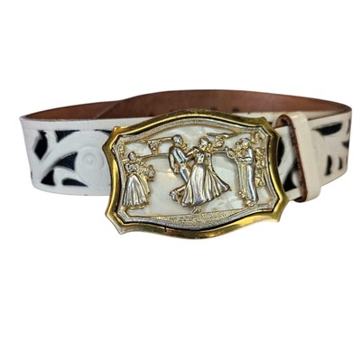 VTG Rockmount Western Leather Belt Square Dancing Buckle  display picture 3