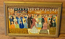 Gloria Laposka (1922-2015) Folk Americana Artist Art Painting on Board Wedding