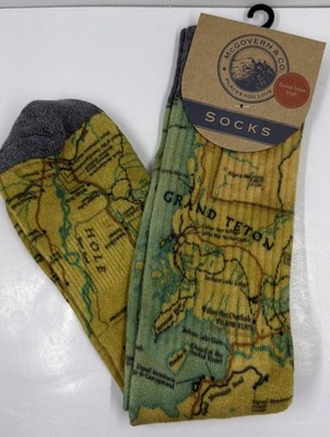 McGovern Co Outdoors Grand Teton MAP Novelty Socks One Size NWT