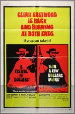 Original 1-Sheet Movie Poster, A Fistful of Dollars/For a Few Dollars More, 1969