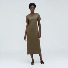 EVERLANE The Organic Cotton Maxi T-Shirt Dress Beech Olive Green {XX19}