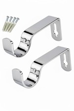 Metal Curtain Rod Rail Brackets Hooks Strong Pole Support Holder 2pcs 28mm UK