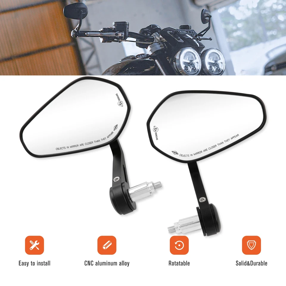 For Ducati Monster 620 900 750 695 1000 Motorcycle 7/8" Handlebar End Mirrors US - Image 3 of 4