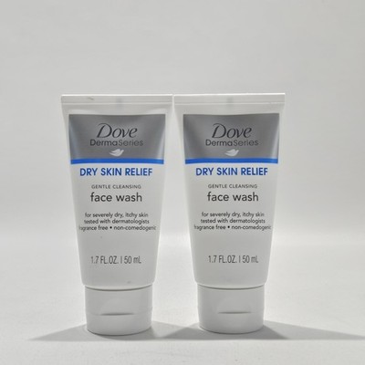 Dove Derma Series Dry Skin Relief Gentle Cleansing Face Wash, 1.7 fl oz, 2 Pack