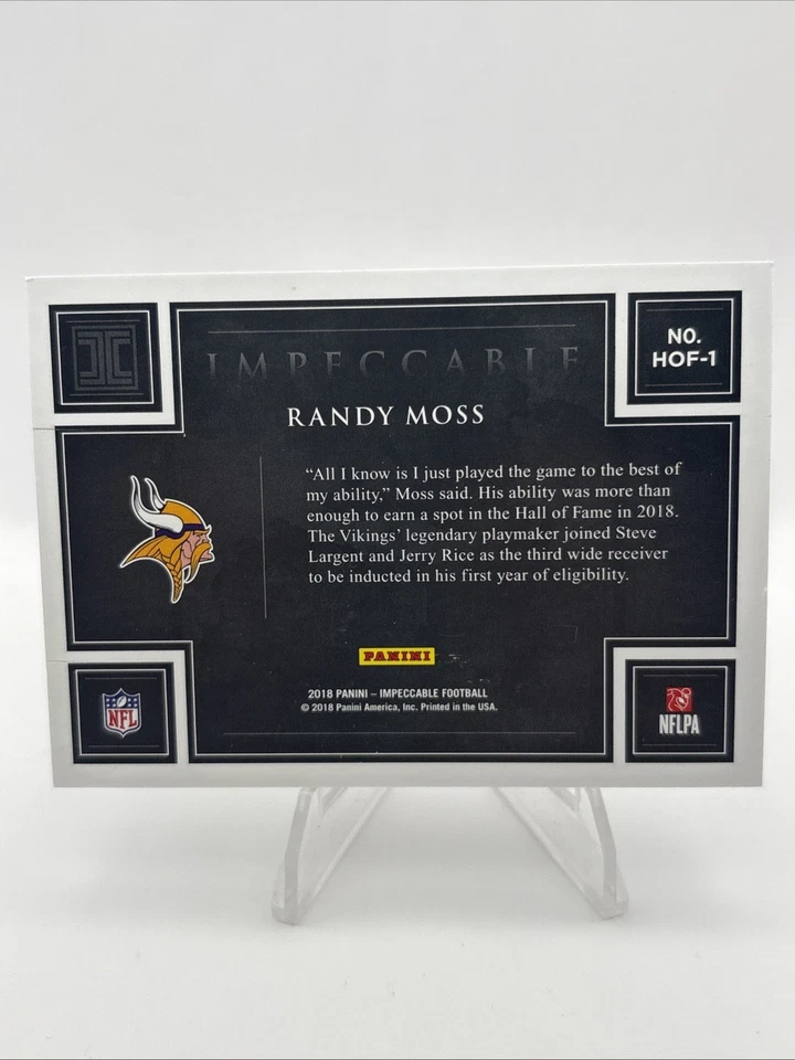 2018 Panini Impeccable Randy Moss 1 Troy Oz Silver Bar Vikings #d /15-A - Image 4 of 4