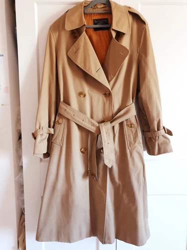 Trench coat Burberry vintage uomo misto cotone check tartan beige IT UK 50 Medium