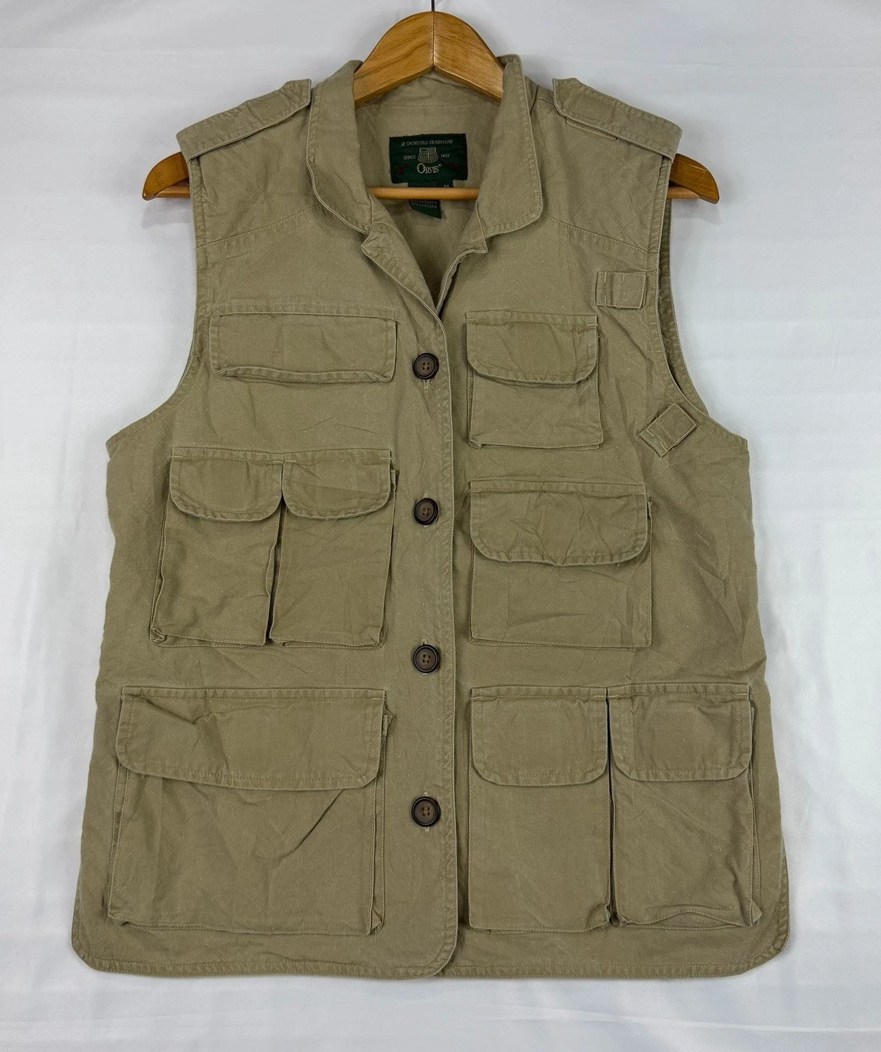 Vintage 90s Orvis Safari Fishing Vest Tan Multi Pocket Hunting Utility Canvas
