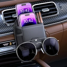 Car Air Vent Storage Bag Organizer Pocket, Sunglass Holder Car Mount Phone Holde