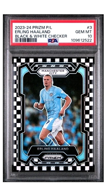 PSA 10 2023-24 PRIZM PREMIER LEAGUE #3 ERLING HAALAND BLACK & WHITE CHECKER