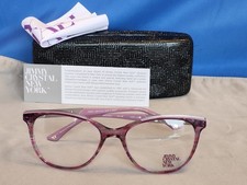New Jimmy Crystal Women's Eyeglass Frame Rhodes Plum Plastic 54-17-140