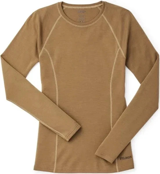 Filson Womens 280G Merino Wool Long Crew Rugged Base Layer Dark Tan 2XL New
