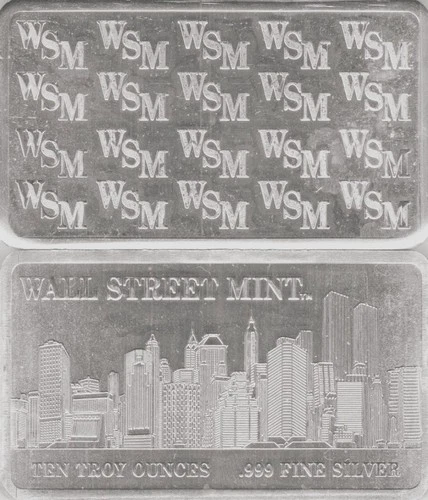10 OZ WALL STREET WORLD TRADE CENTER NYC SILVER BAR BULLION / SILVER BARS