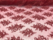 Sequin Embroidered Lace Fabric on Mesh VT-012 Luxury Bridal Evening Wear
