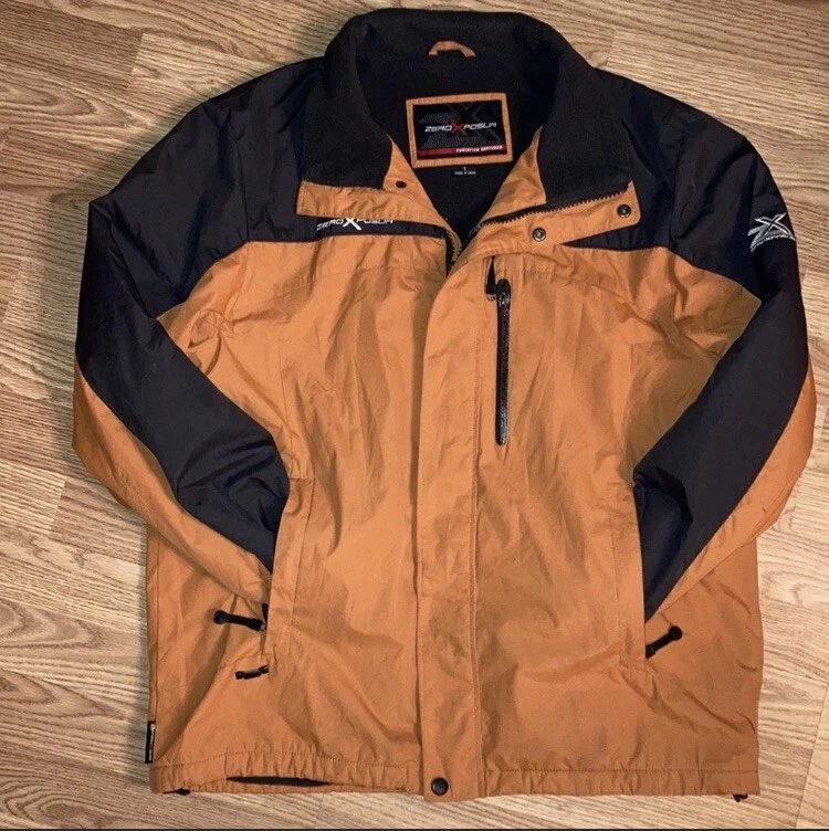 Jaqueta masculina ZeroXposur tamanho grande laranja e cinza carvão forrada de lã com capuz - Imagem 2 de 4