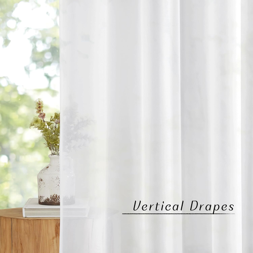 White Sheer Curtains 84 Inches Long - Home Decoration Grommet Airy & Lightweight - Picture 5 of 12