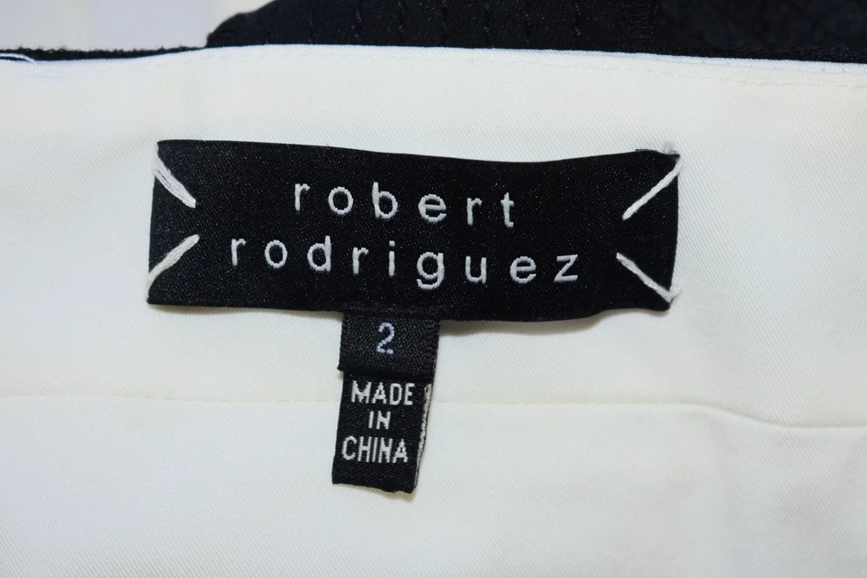 Robert Rodriguez черный/слоновой кости шелк атласное платье размер 2 на продажу rf - Изображение 2 из 4