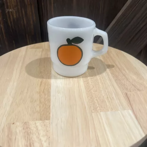 Vintage Fire King Anchor Hocking Coffee Cup Mug Milk Glass Peach