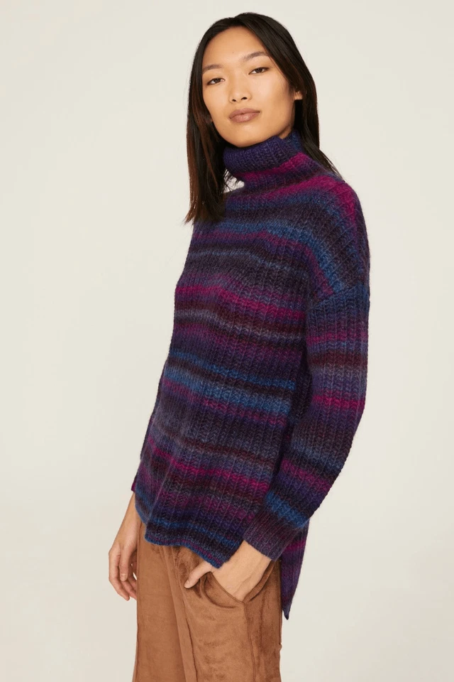 Hatch Purple Striped Maternity Sweater Oversized - Wool Blend - Image 2 of 4