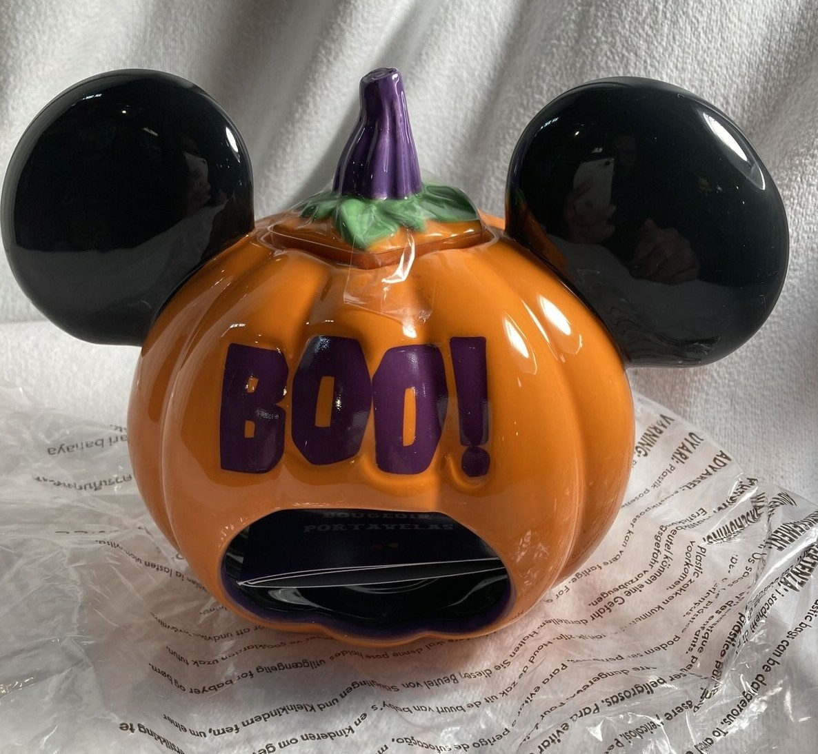DISNEY STORE Mickey Mouse Pumkin Halloween Votive Candle Holder New