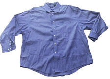 Arrow Button Up Shirt Mens Blue Plaid LS Performance Pinpoint XXL 18-18 1/2