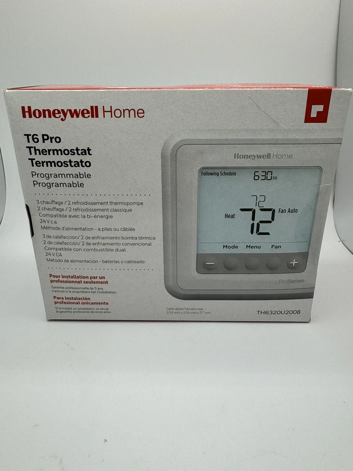 T6 Pro Programmable Thermostat Heat Pump Conventional TH6320U2008 NEW SEALED - Image 2 of 4
