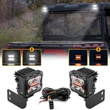 Amber White 3'' Strobe Lights+Rear Roof Mount+DT Wire For Polaris Ranger 570 900