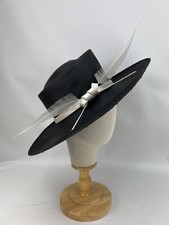 Philip Treacy Black with Ivory Coloured Trimmed Hat (1178)