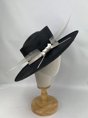Philip Treacy Black with Ivory Coloured Trimmed Hat (1178) UK