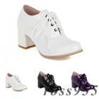 British Women's Round Toe Lace Ups Oxfords Casual College Block Heel Shoes New D