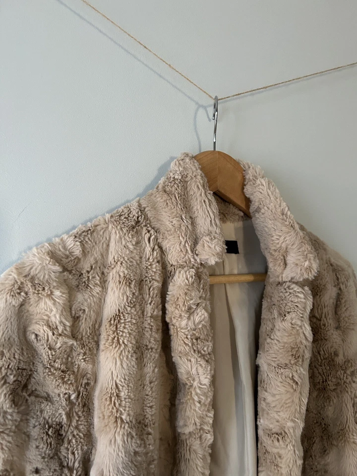 Benetton бежевый искусственного меха пальто Великобритании 12 классический итальянский стиль - Изображение 4 из 4