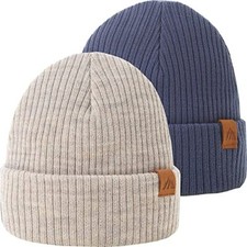 2PCS Baby Beanie Soft Toddler Beanie Warm 0-24 Months Beige cowboy Blue