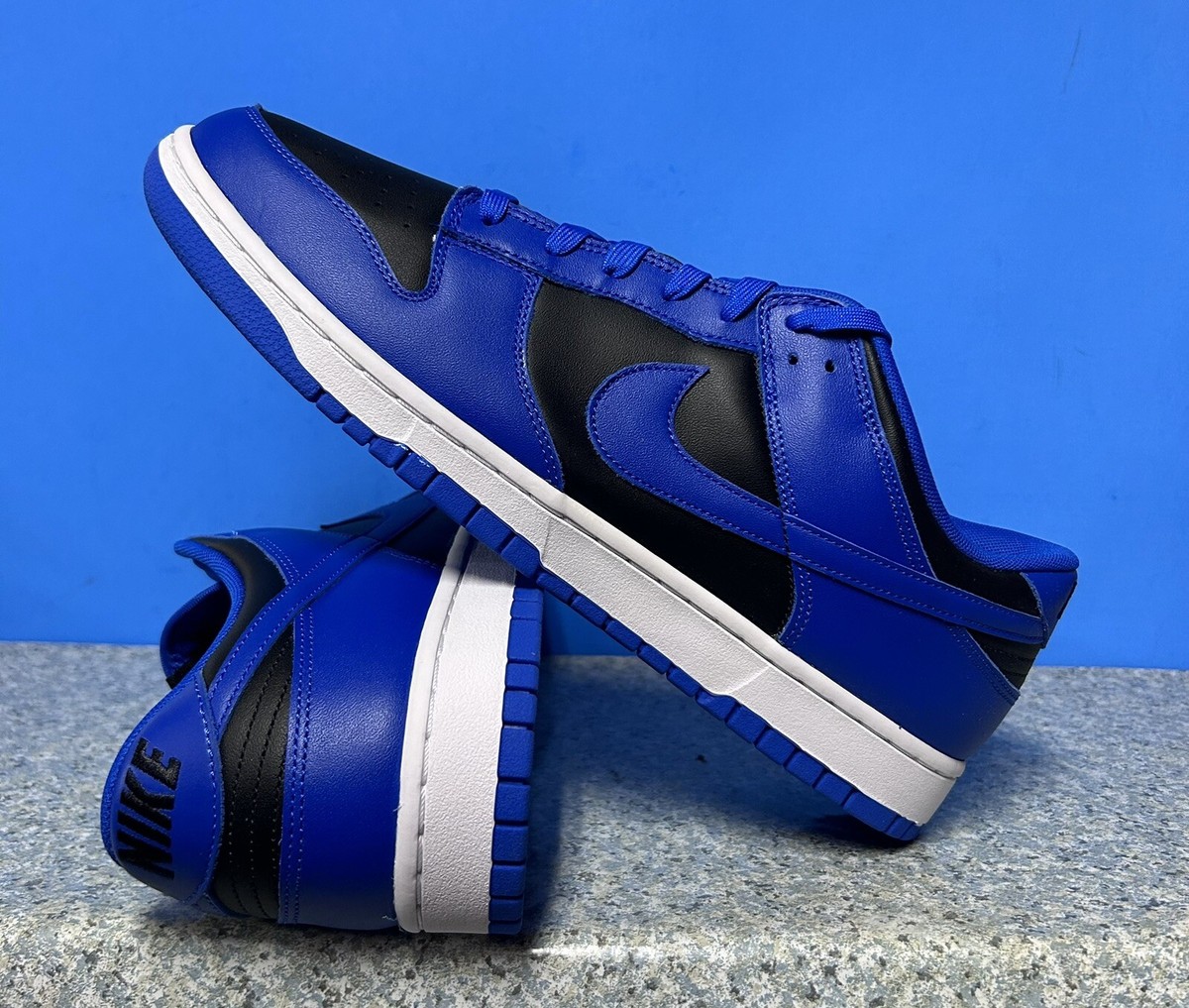 Nike Dunk Low Black Hyper Cobalt Blue Sz 14 Mens Sneakers
