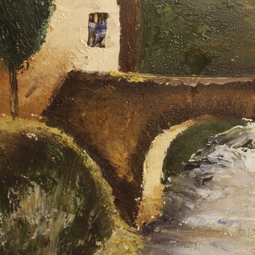 Quadro dipinto paesaggio firmato stile antico impressionista olio tela cornice - Foto 12 di 12