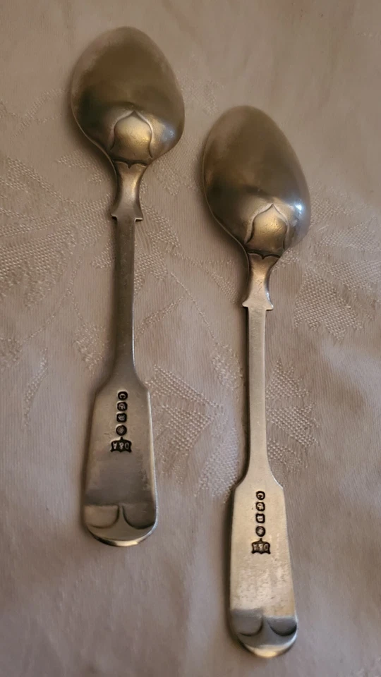 Antigua placa de plata, Daniel & Arter (D & A) Birmingham, patrón de violín, 2 cucharas Foto 2 de 4