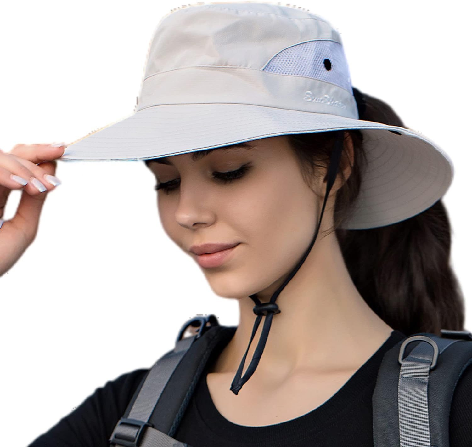 Women'S Sun Hat PonytailHole Fishing Hat Beach Hat UV Protection